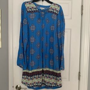 Red camel printed dress. Large